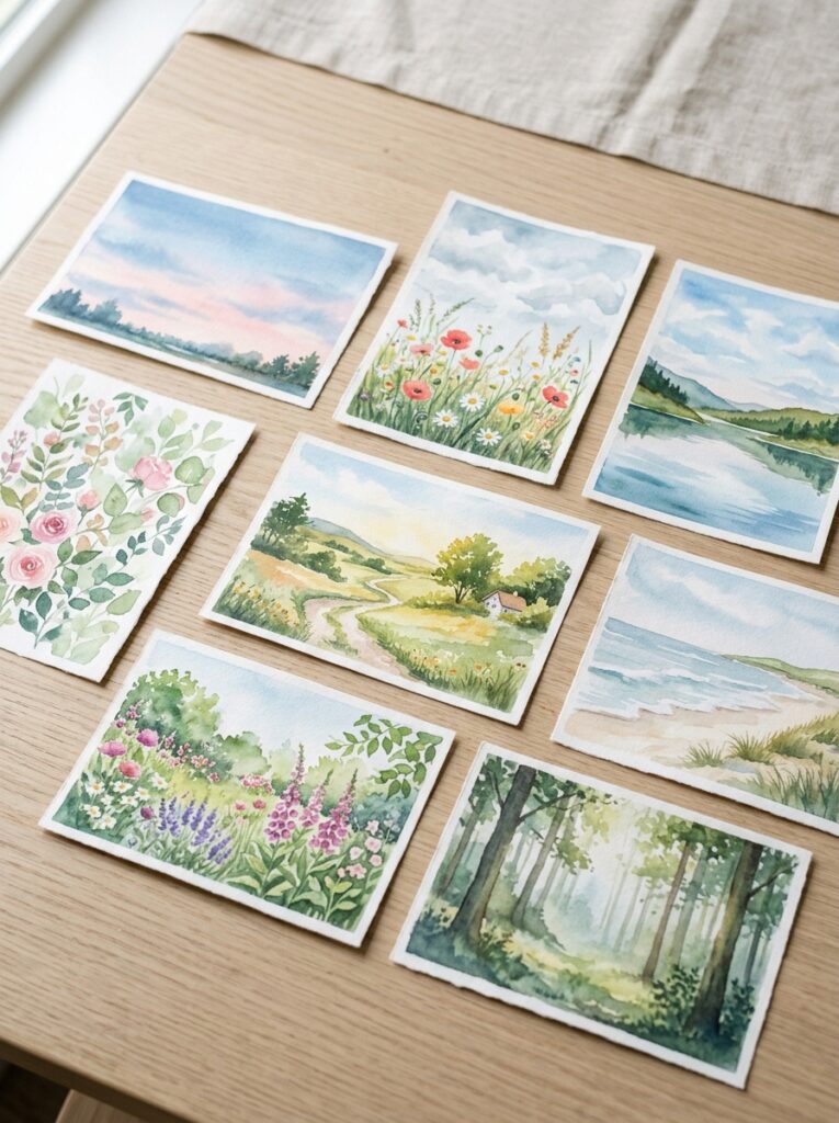 Watercolor_postcards_nature_land-easy-senior-summer-crafts.
