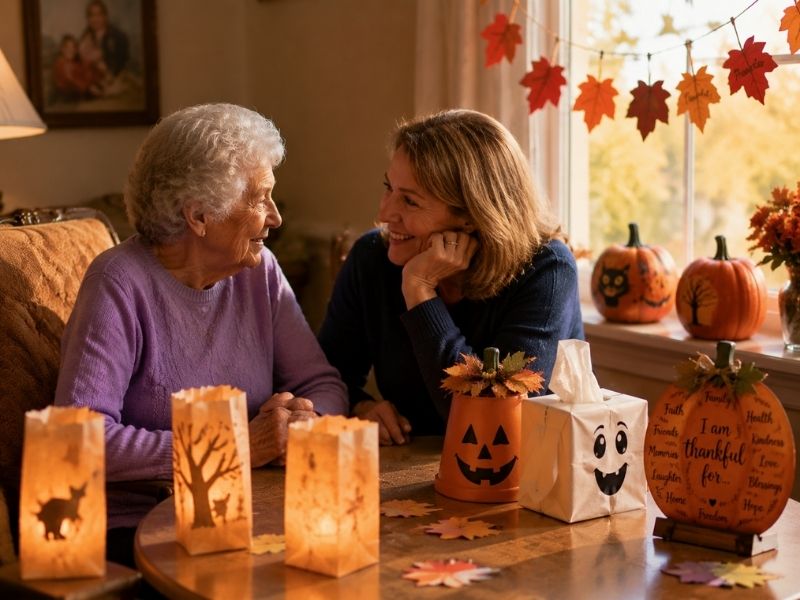 displaying-halloween-crafts-in-assisted-living