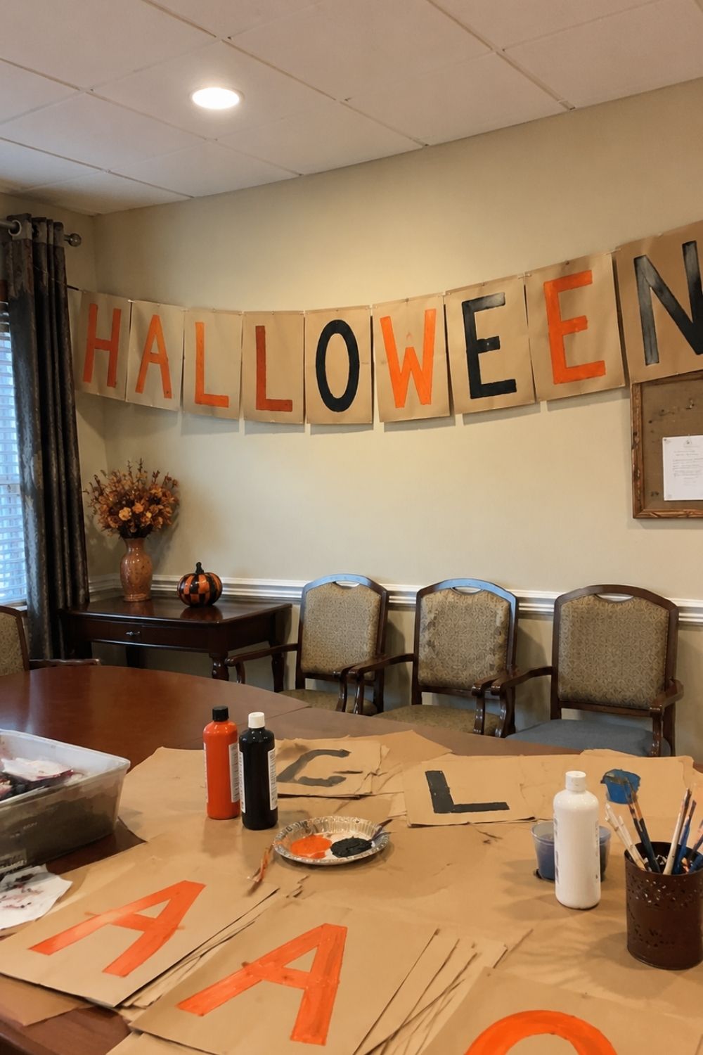 halloween-party-assisted-living-group-banner-making
