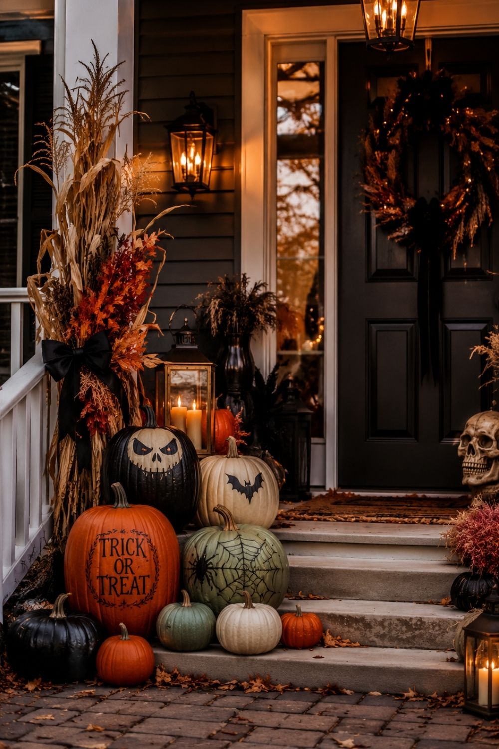 painted-pumpkin-doorstep-display