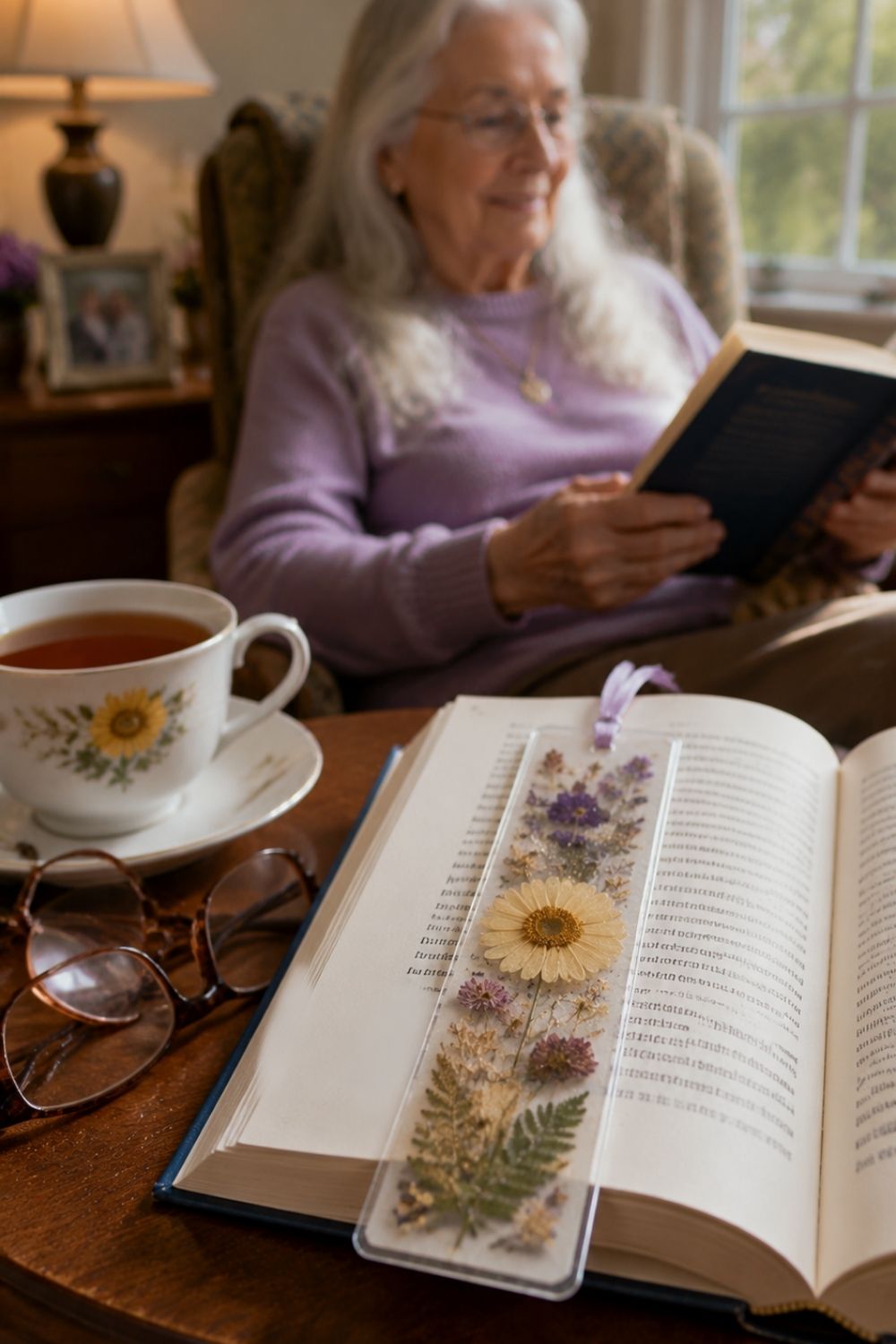 pressed-flower-bookmark-craft-for-seniors