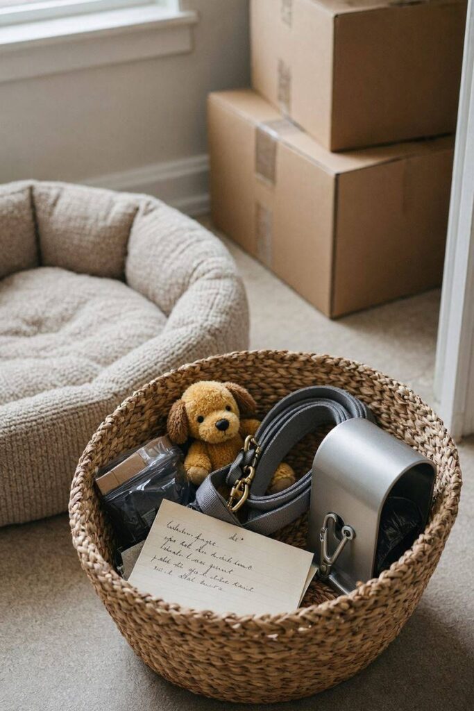 A_basket_with_a_small_dog_toy_a_coiled_leash_a_handwritten