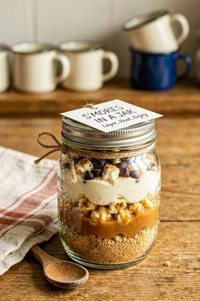 A_mason_jar_with_visible_layers_of_popcorn_marshmallow-DIY-Halloween-gift-bags-for-grandchildren