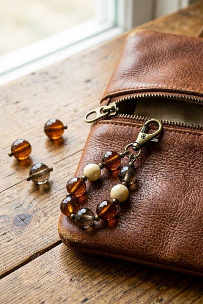 A_short_beaded_charm_with_a_lobster_clasp_draped_over-bead-crafts-for-seniors.