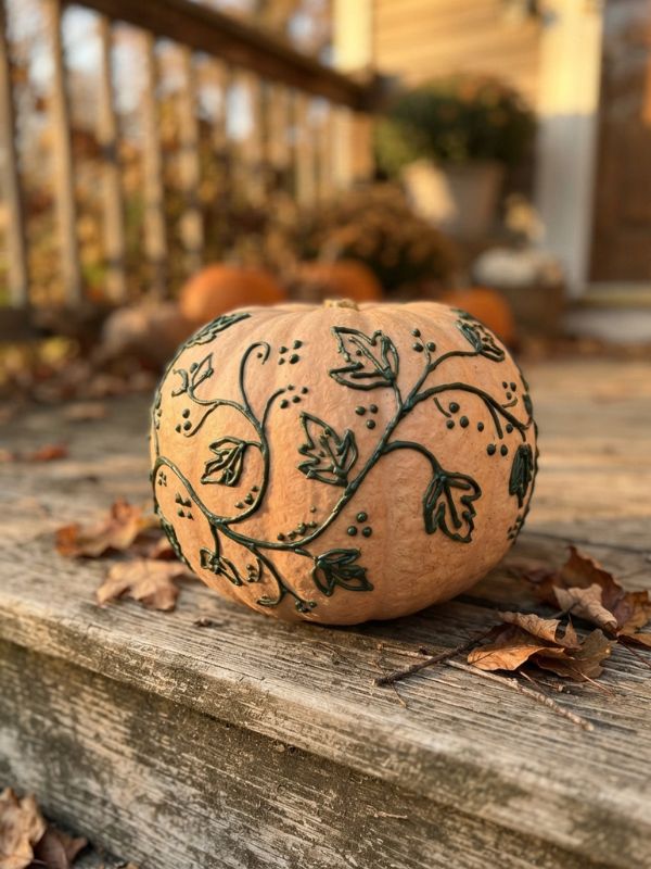 Caulk-Swirl-Technique-diy-pumpkin-decorating-ideas