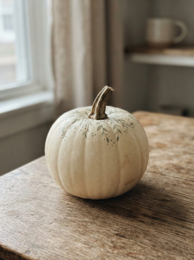 Cream_pumpkin_with_green_vines-diy-pumpkin-decorating-ideas