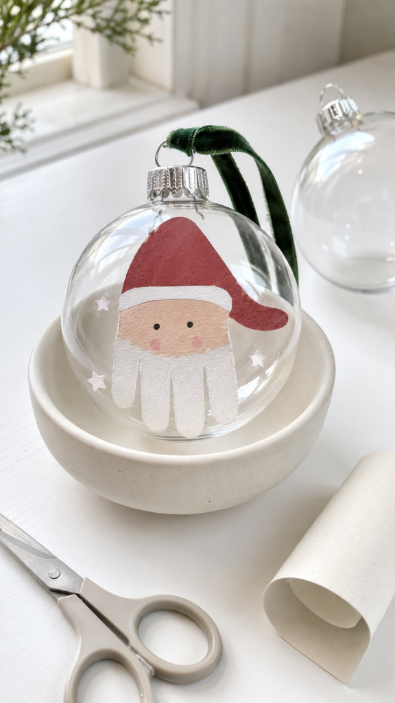 Handprint-Santa-Ornament-in-a-Glass-Bauble