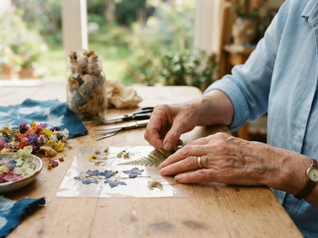 Hands_arranging_flowers_on_laminate