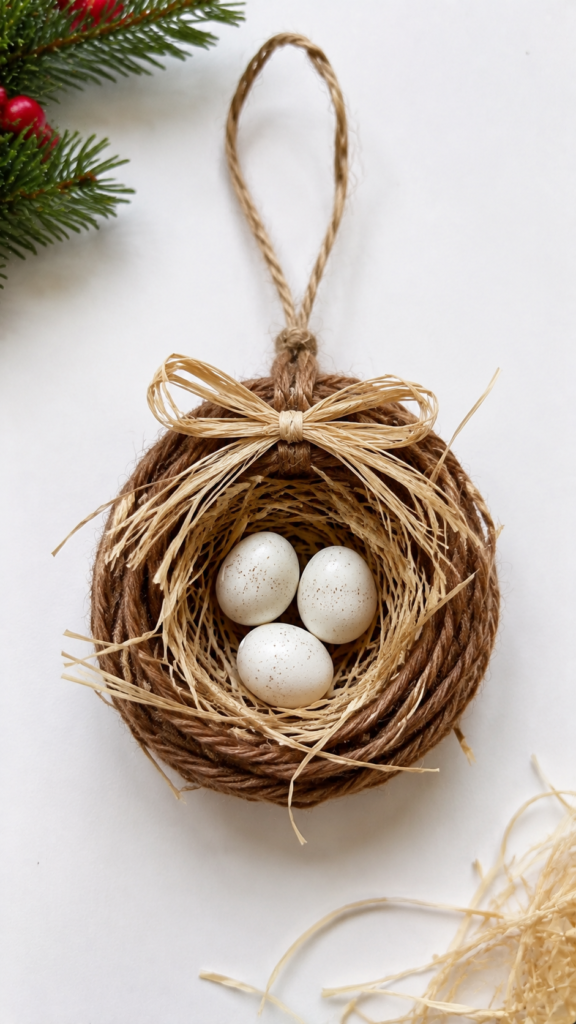 Rustic-Nest-Ornament-with-Speckled-Eggs.-Christmas-tree-crafts-for-toddlers.