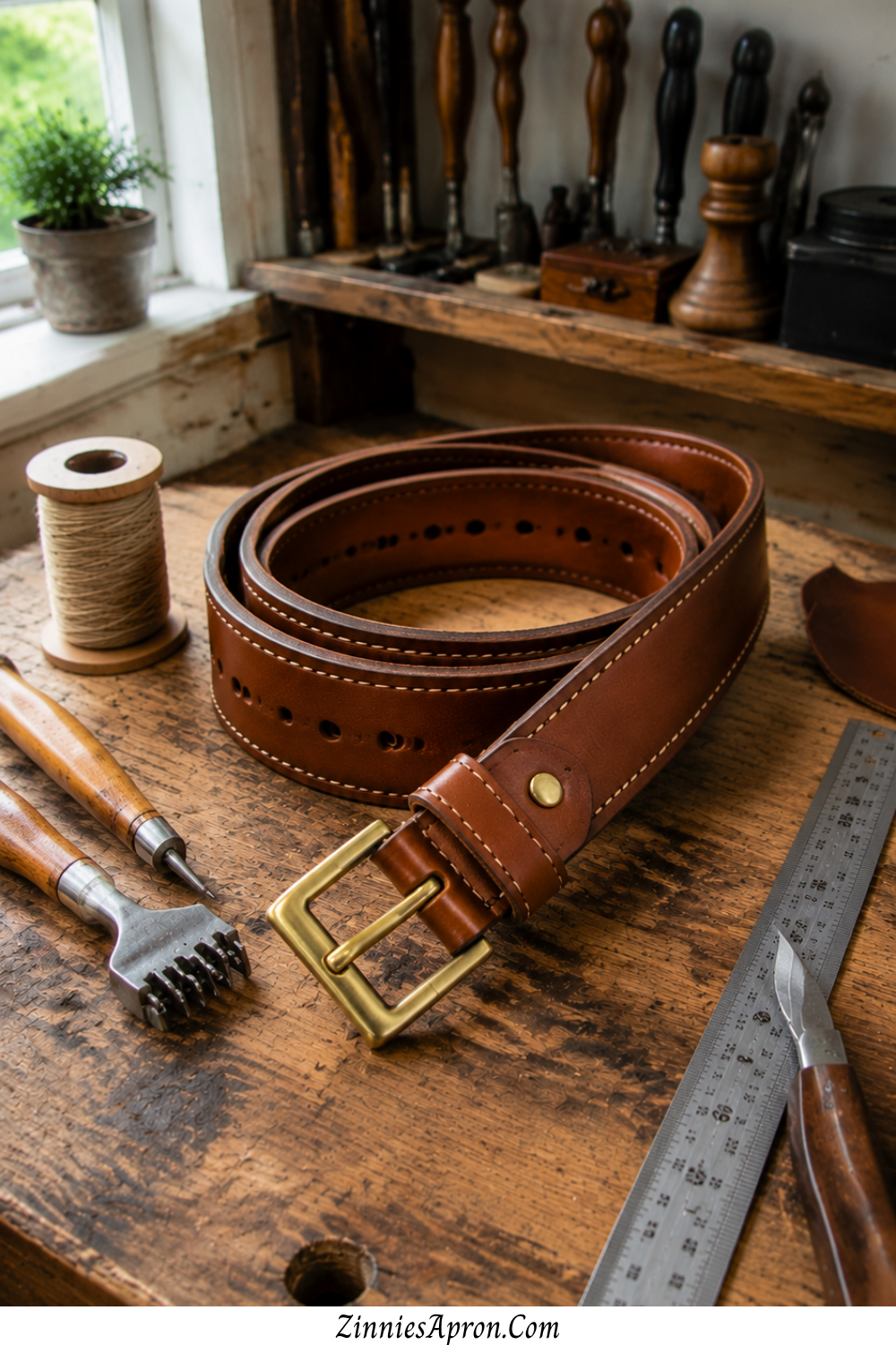 crafts-for-men-over-50-handmade-leather-belt-brass-buckle