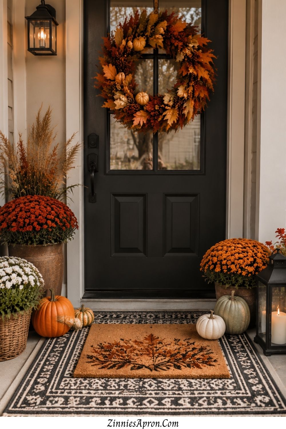 fall-small-front-porch-decor-ideas-layered-rug-entryway