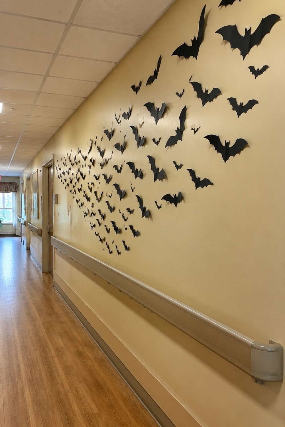 halloween-decor-assisted-living-paper-bat-wall-display