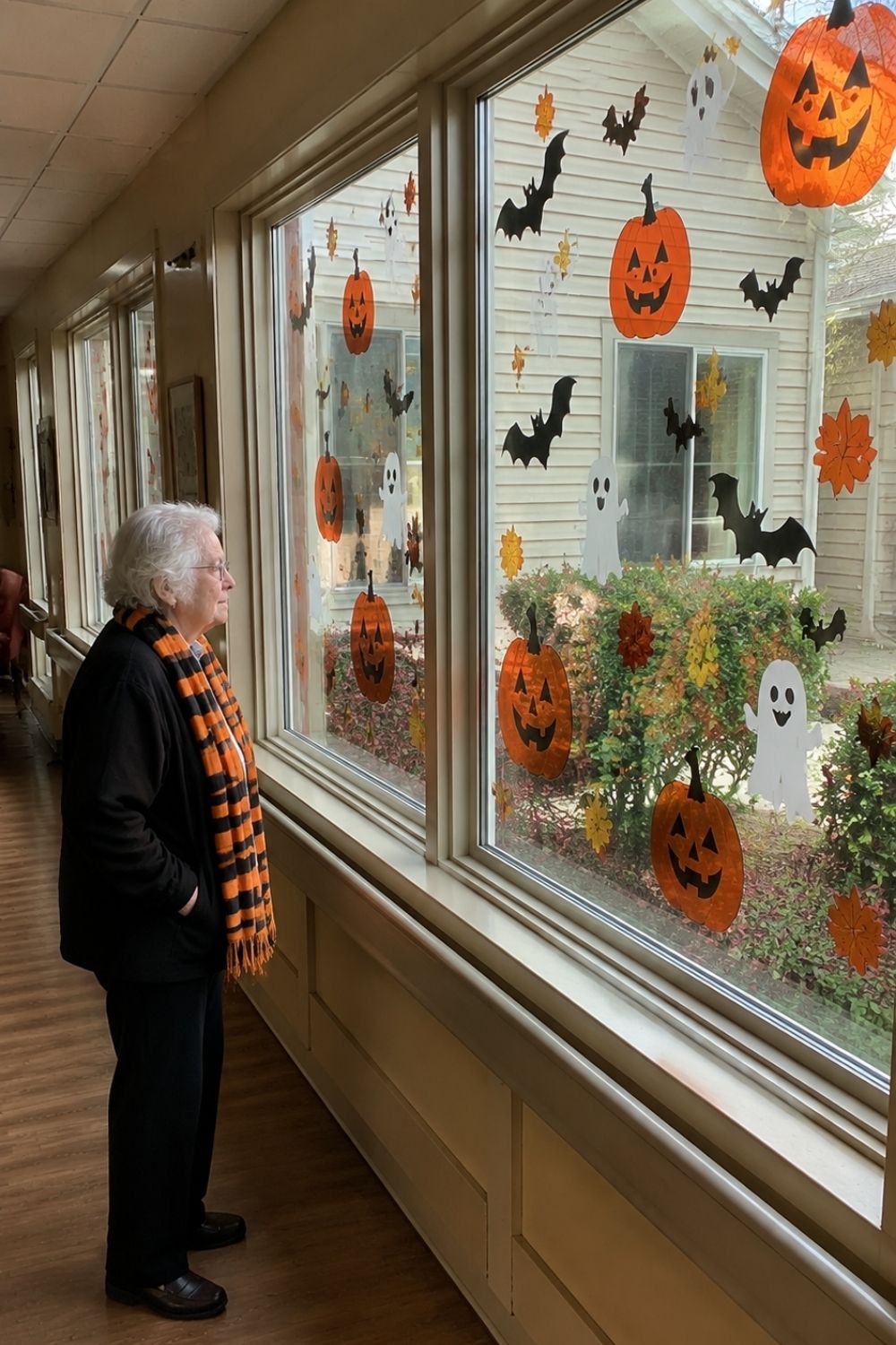 halloween-decor-assisted-living-window-clings-hallway