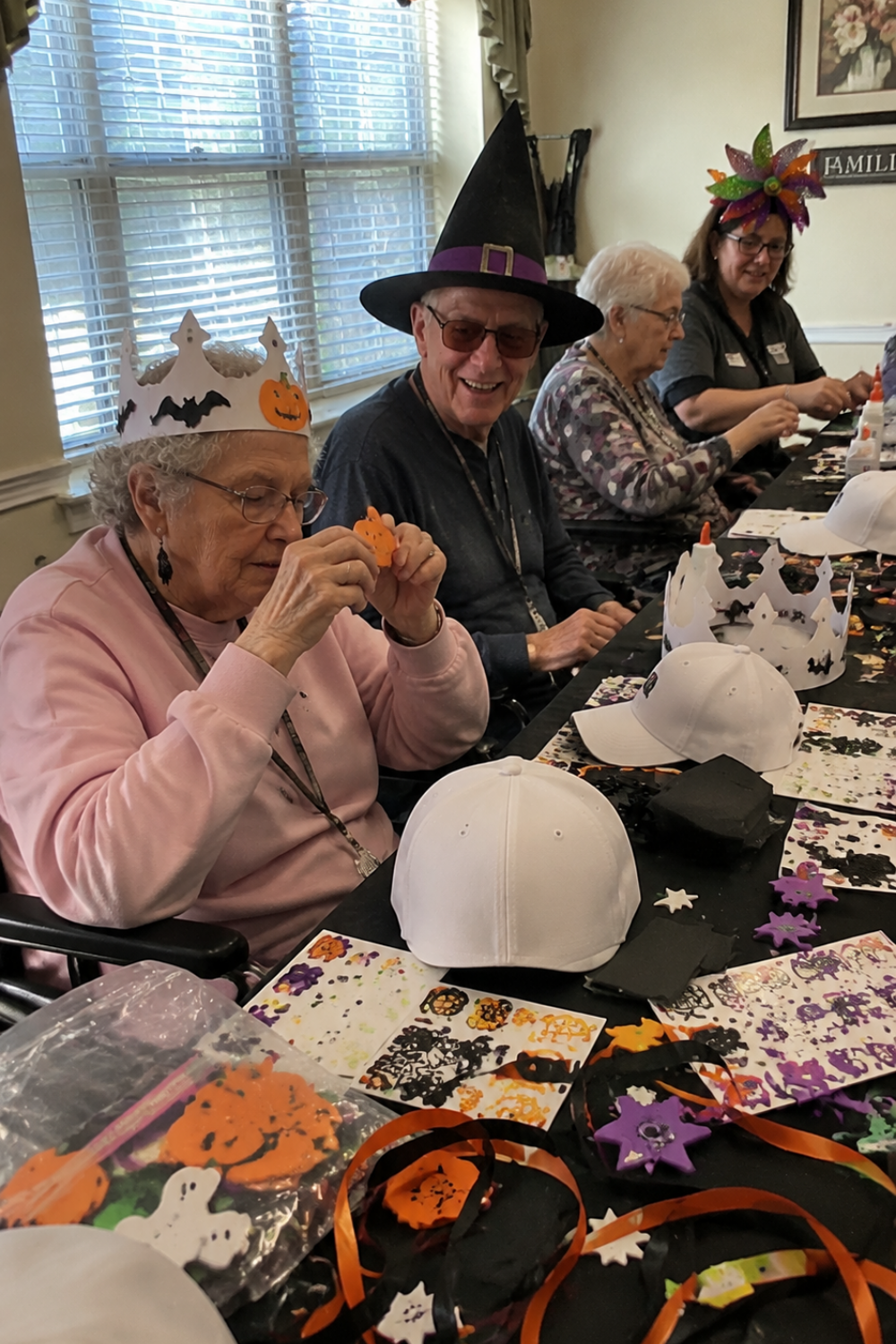 halloween-spirit-week-assisted-living-crazy-hat-day-staff-hats