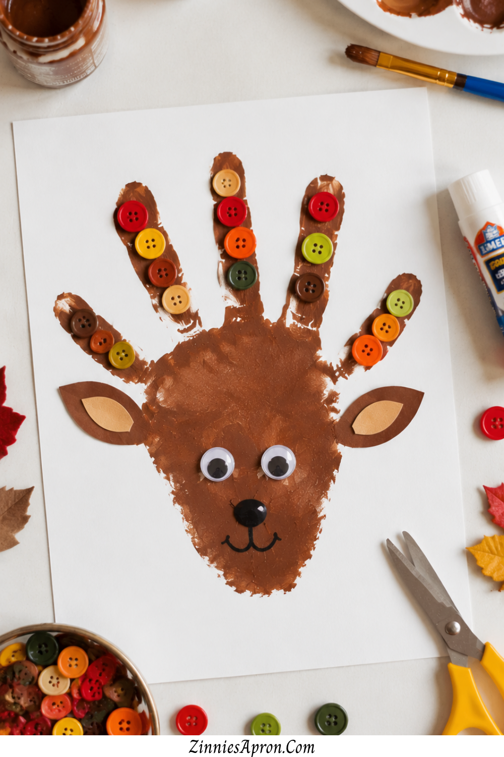 handprint-fall-deer-crafts-kids-button-antler-deer