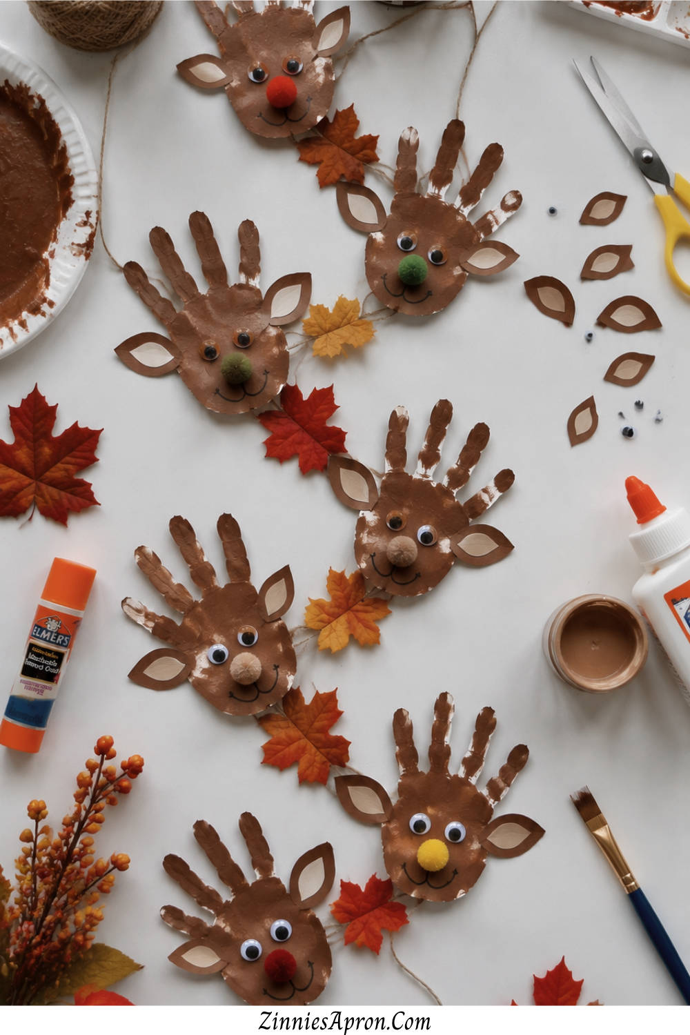 handprint-fall-deer-crafts-kids-pom-pom-garland