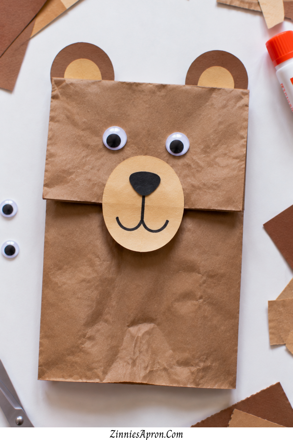 woodland-animal-crafts-for-preschool-paper-bag-bear-puppet
