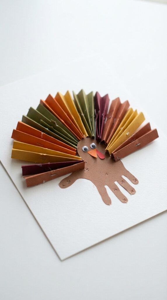 Accordion-Feather-Handprint-Turkey-another-Handprint-turkey-Thanksgiving-keepsake-craft