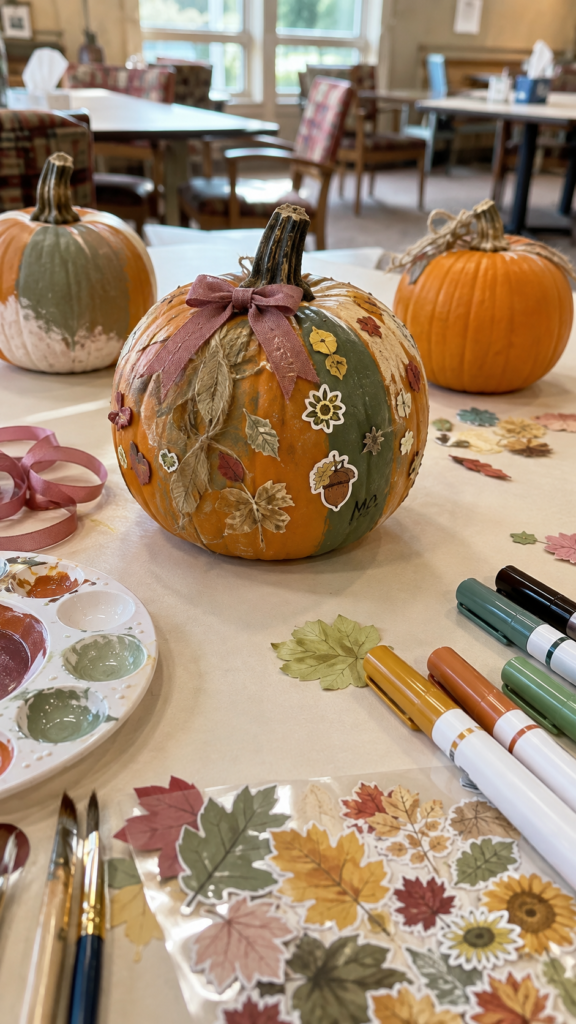 Collaborative-senior-pumpkin-craft-table