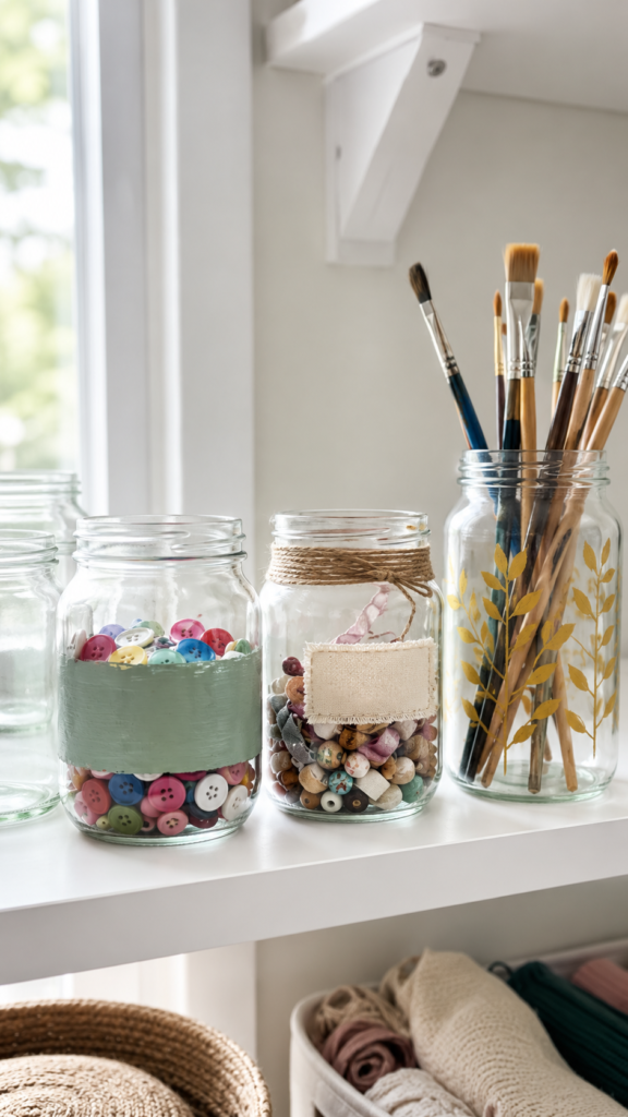 Handmade-glass-jar-organizer-trio.