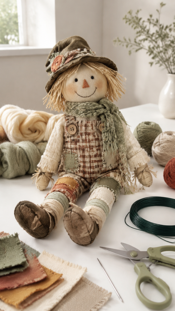 Handmade-wool-scarecrow-craft-portrait.