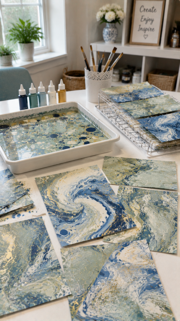 Marbled-Paper-Art-paper-crafts-for-seniors