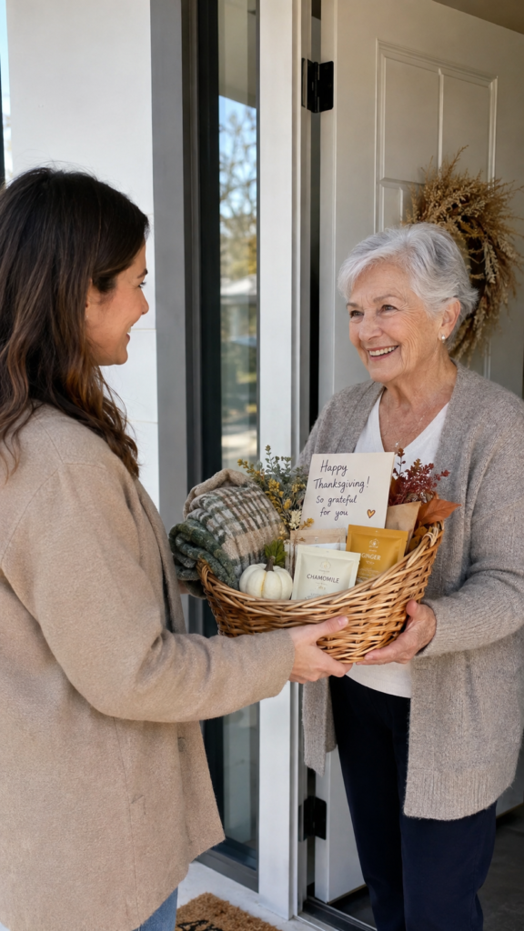Neighbors-sharing-a-Thanksgiving-gift-basket