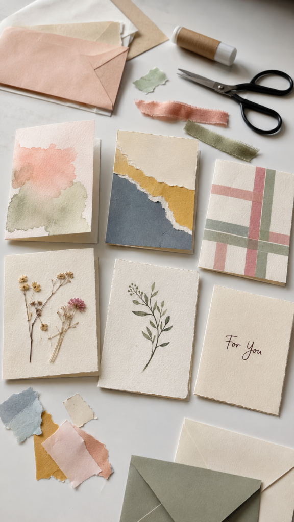 Six-Handmade-Cards-in-Soft-Light-craft -night -ideas- for -moms