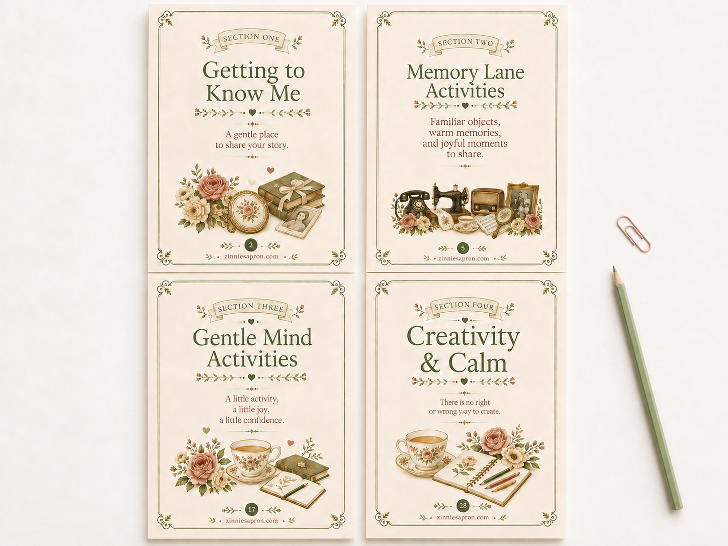 memory book activity sections