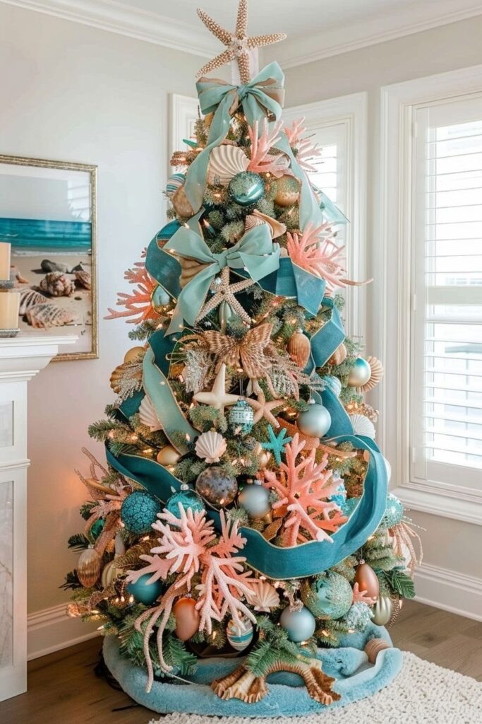 Coastal-Christmas-another-Christmas -tree- ideas- that- aren't- red- and -green