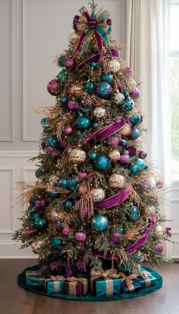  Jewel-Tone-Tree-Without-Red-Christmas -tree- ideas- that- aren't- red- and -green