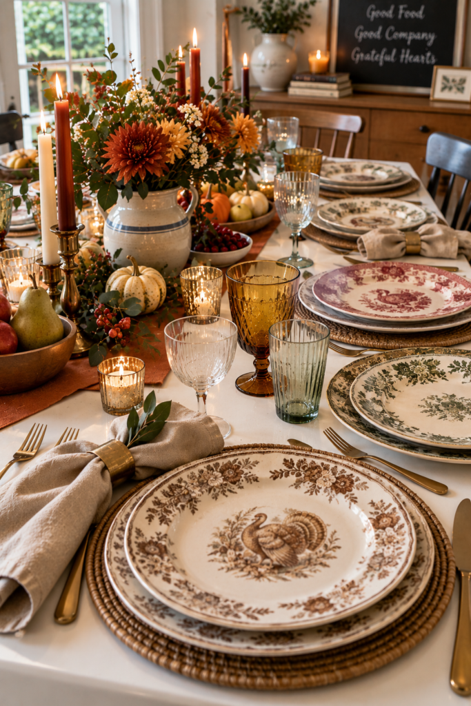 Mix-Thrifted-China-With-Modern-Glassware