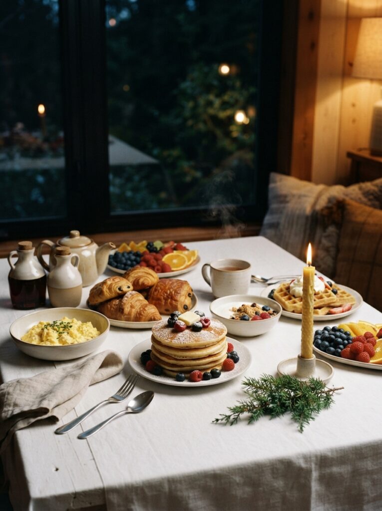 Pancakes_and_breakfast_spread-on-the-christmas-table