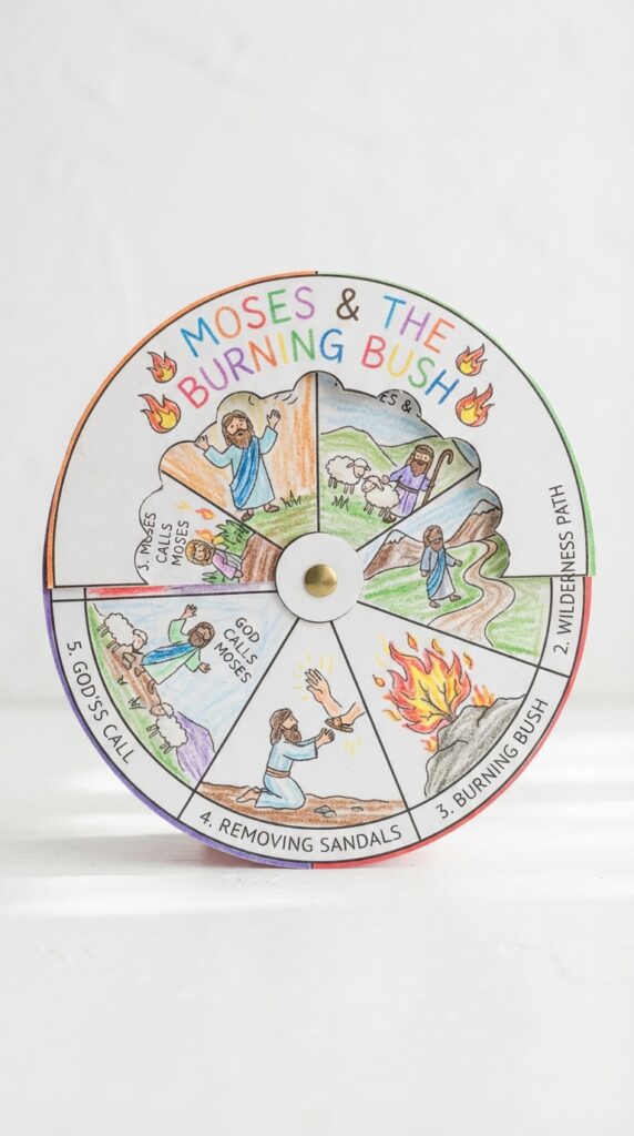 The-Burning-Bush-Story-Wheel-Moses-and-the-burning-bush-crafts-for-kids