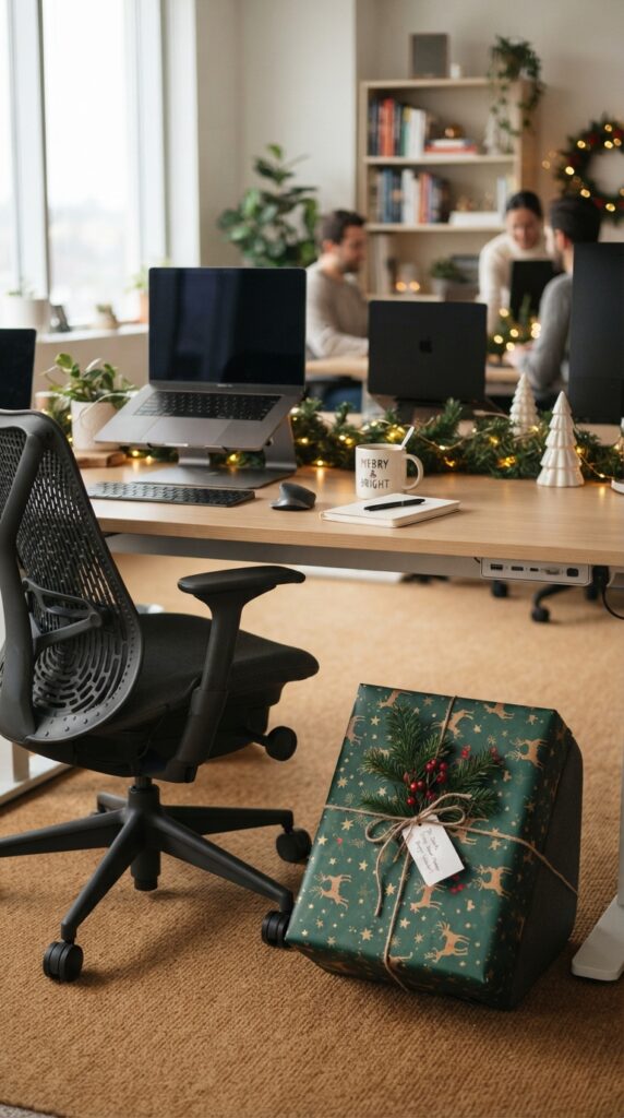 Wrapped_desk_footrest_in_office