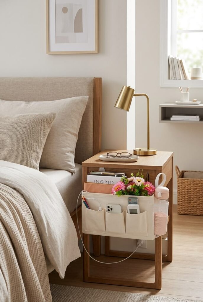 A-Bedside-Essentials-Caddy-With-Pockets-for-Her-Own-Belongings.