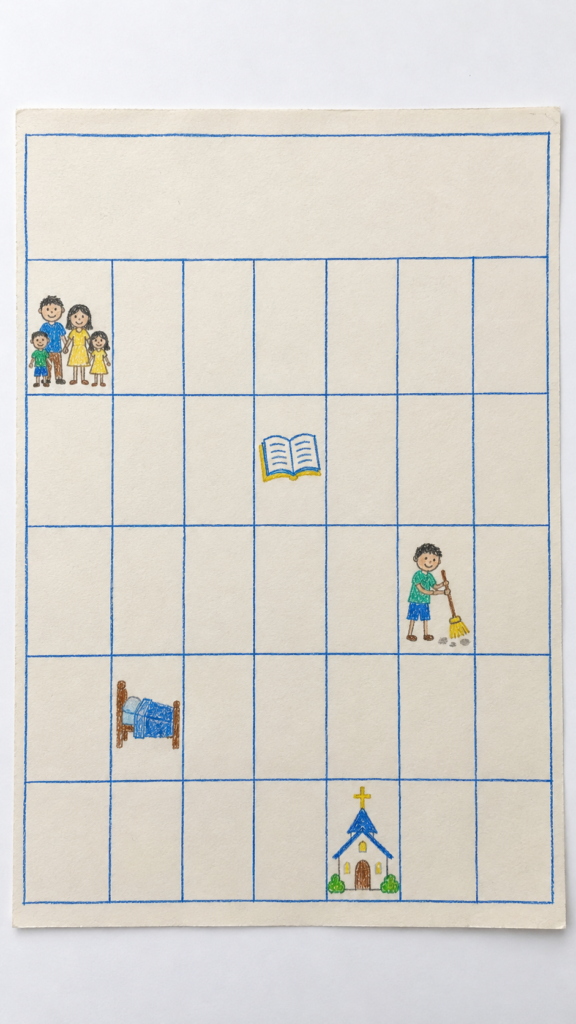 Child-made-family-activity-calendar-craft