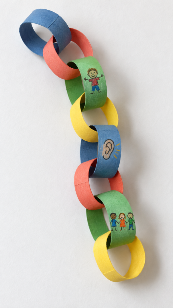 Eight-loop-paper-chain-with-crayon-drawings.