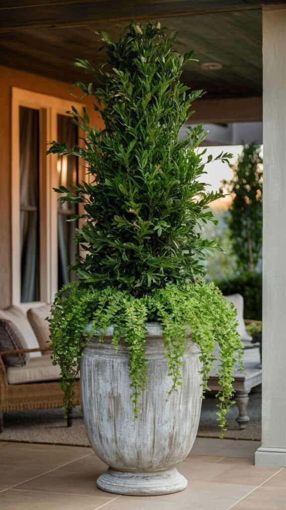 Fresh-Evergreen-Branches-in-Summer-Planters