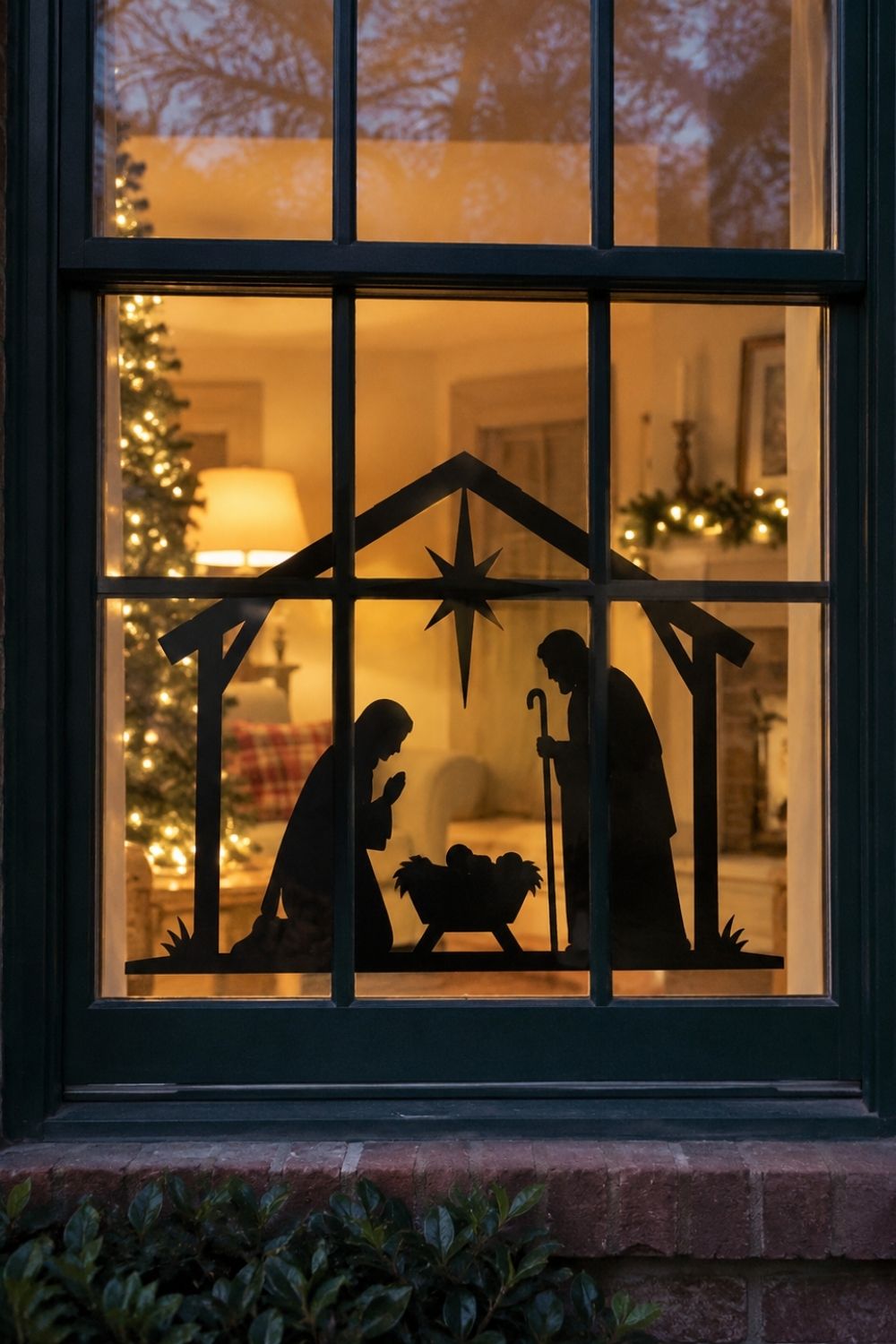 christian-christmas-home-decor-ideas-nativity-silhouette-window-clings